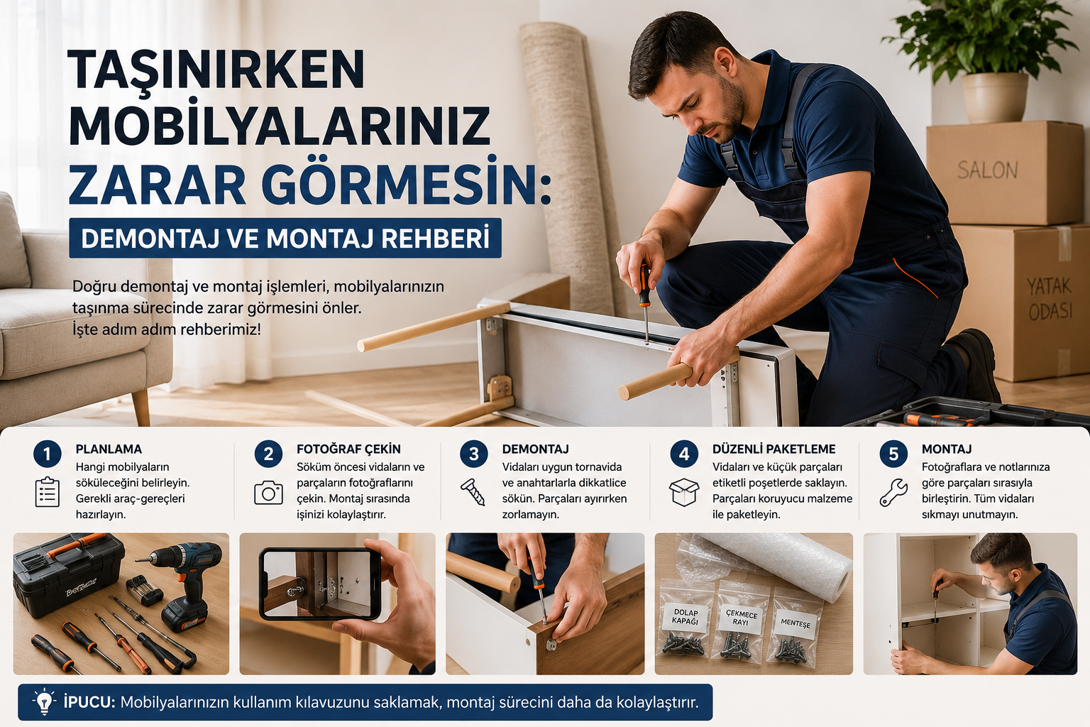 Taşınırken Mobilyalarınız Zarar Görmesin: Demontaj ve Montaj Rehberi